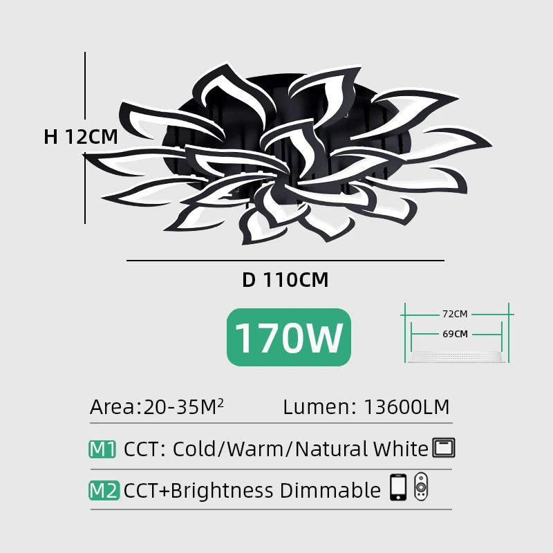 Plafonnier LED IRALAN Dimmable - Éclairage Art Déco avec Contrôle via APP | Lumière Chaude &amp; Froid