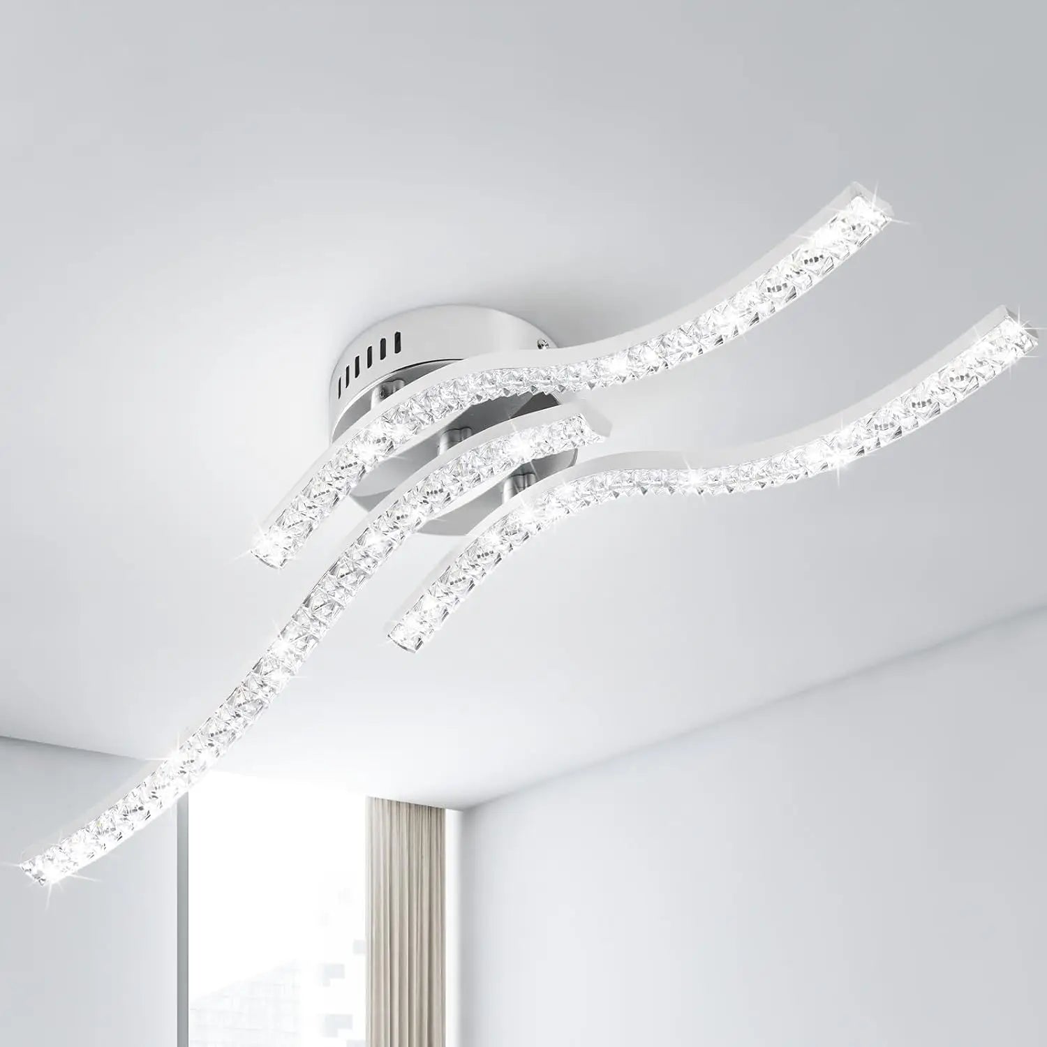 Plafonnier LED 24W - Lampe de Plafond Métallique Courbée | Blanc Froid | Design Moderne